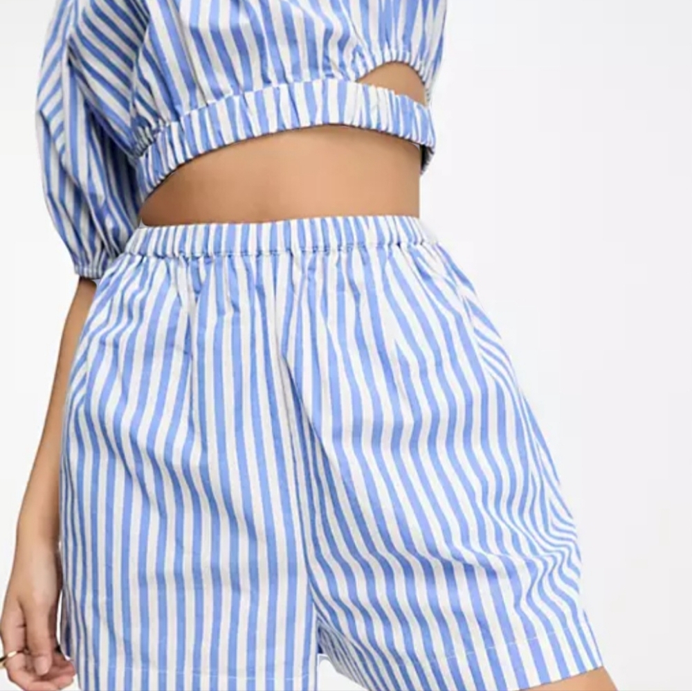 ASOS DESIGN Pull-on Short - Striped Blue